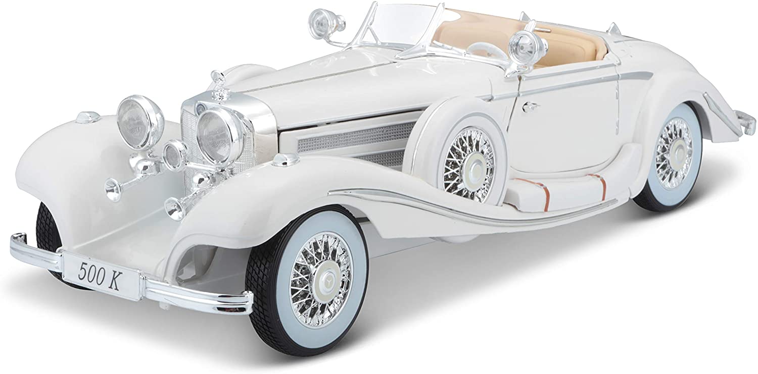 1936 MERCEDES BENZ 500K SPECIAL ROADSTER WHITE 1/18 SCALE DIECAST 