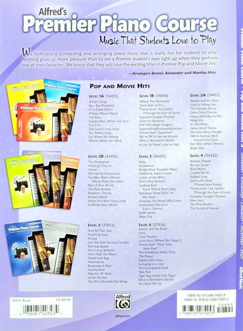 Alfred's Premier Piano Course Pop and Movie Hits 3  Alfred's Premier Piano Course Pop and Movie Hits 3