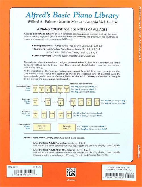 Alfred's Basic Piano Library Recital Book Level 1A