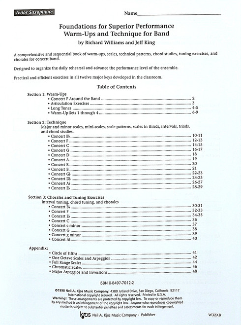 Foundations for Superior Performance B Flat Tenor Saxophone Foundations for Superior Performance B Flat Tenor Saxophone