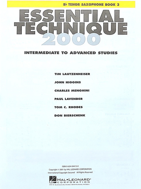 Essential Technique 2000 Intermediate/Advanced Tenor Saxophone Bk 3 Essential Technique 2000 Intermediate/Advanced Tenor Saxophone Bk 3