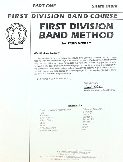 First Division Band Method Part 1 Snare Drums First Division Band Method Part 1 Snare Drums