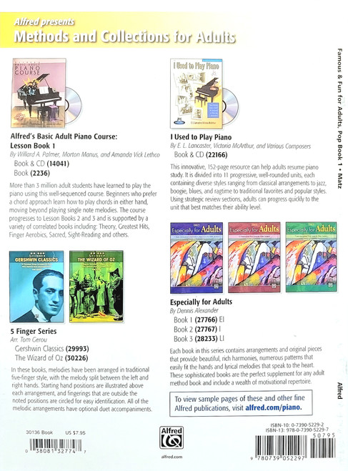 Famous and Fun For Adults Pop Book 1 - 11 Piano Arrangements of Popular Hits