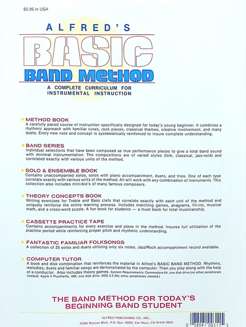 Alfred's Basic Band Method B Flat Clarinet (Bass Clarinet) Bk 1