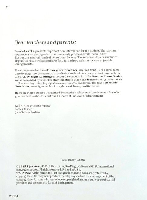 Bastien Piano Basics Piano Level 4 