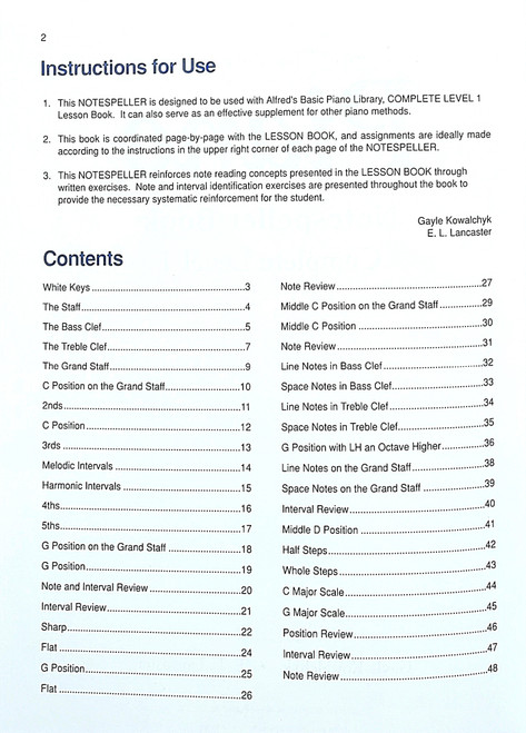 Alfred's Basic Piano Library Notespeller Book Level 1