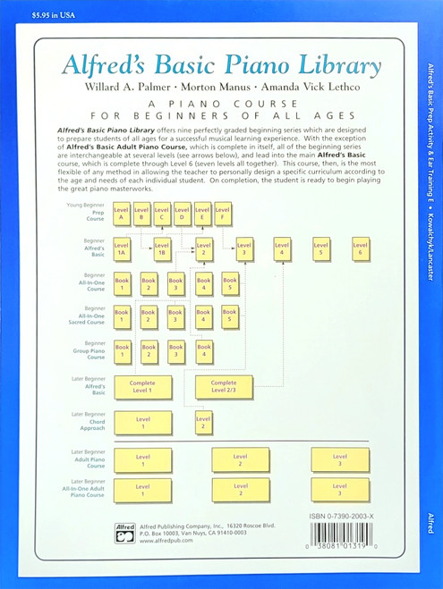 Alfred's Basic Piano Library Prep Course Activity & Ear Training Book Level E