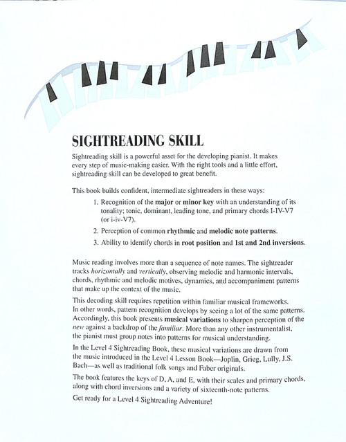 Piano Adventures Sightreading Book Level 4