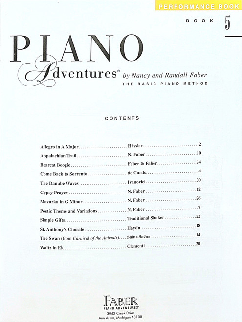 Piano Adventures Performance Book Level 5