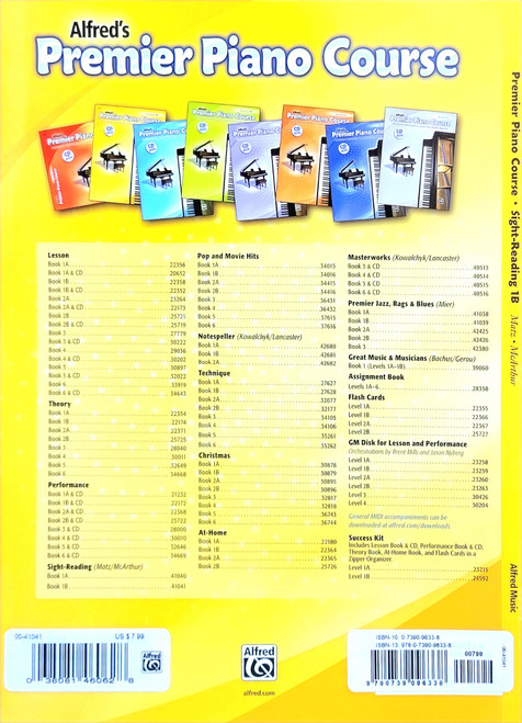 Alfred's Premier Piano Course Sight-Reading 1B