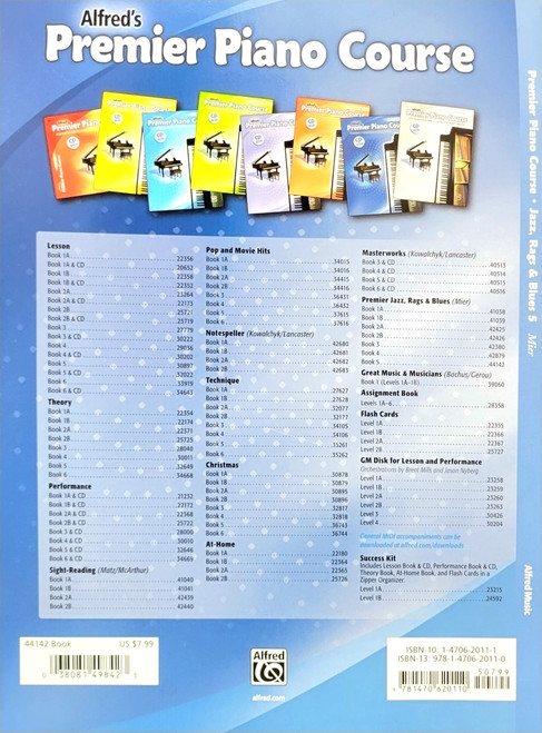 Alfred's Premier Piano Course Jazz, Rags & Blues 5