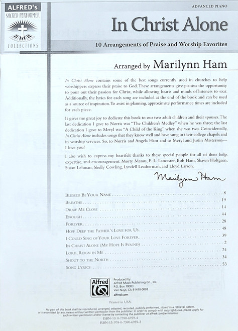 Alfred - In Christ Alone - 10 Advanced Piano Arrangements