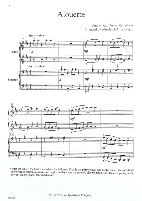 Weekley & Arganbright Piano Together Duet Book Level One