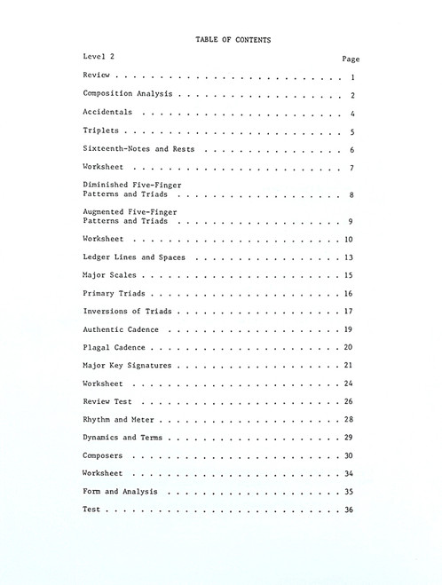Concepts of Piano Theory Level Two Concepts of Piano Theory Level Two
