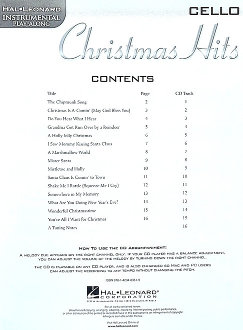 Christmas Hits Cello Christmas Hits Cello