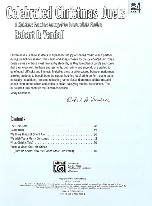 Celebrated Christmas Duets Book 4