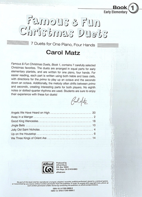 Famous & Fun Christmas Duets Book 1 - 7 Duets