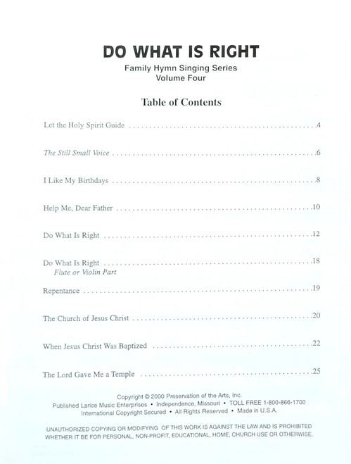 Do What Is Right-Family Hymn Sing Bk 4
