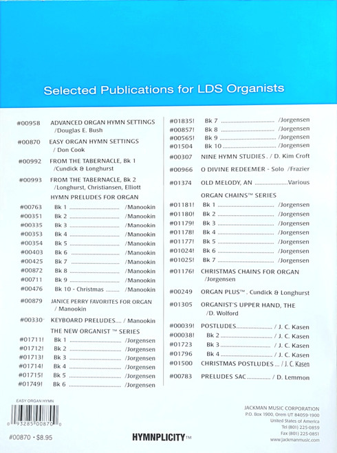 Easy Organ Hymn Settings Easy Organ Hymn Settings