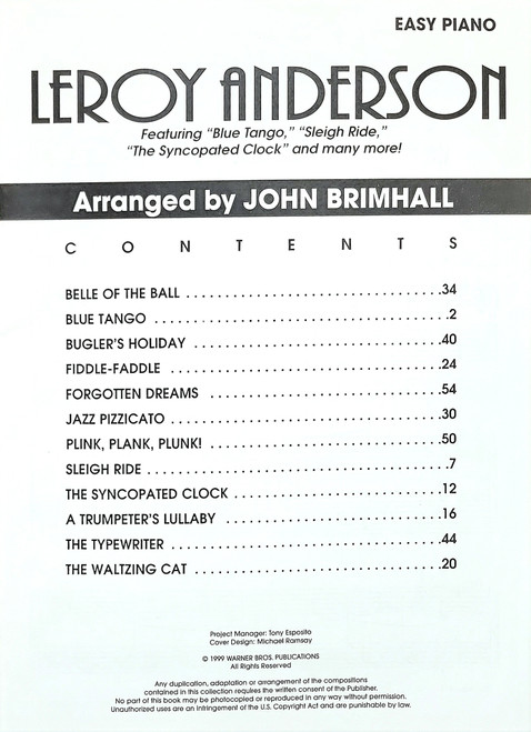Leroy Anderson Featuring: Blue Tango / Sleigh Ride /