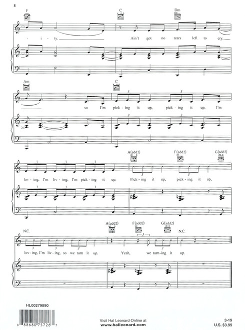 No Tears Left To  Cry by Ariana Grande Piano/Vocal/Guitar Sheet Music