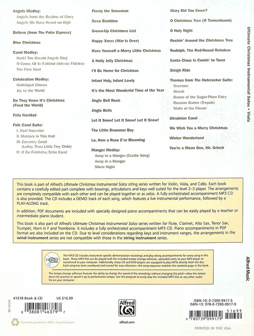 Ultimate Christmas Instrumental Solos Level 2-3 for Viola