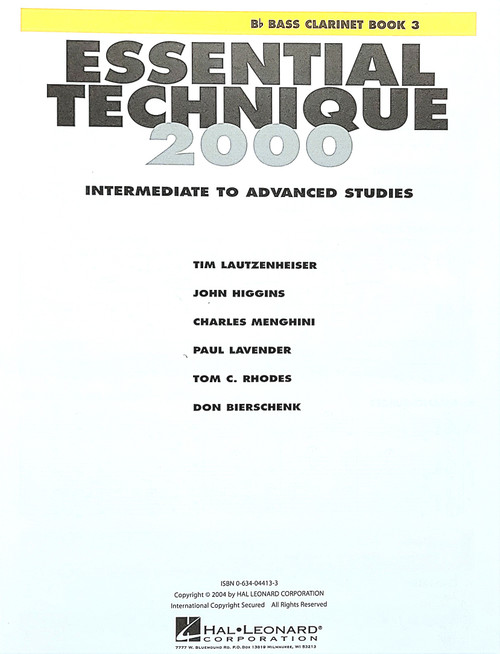 Essential Technique 2000 Intermediate/Advanced Bass Clarinet Bk 3 Essential Technique 2000 Intermediate/Advanced Bass Clarinet Bk 3