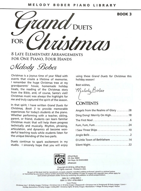Grand Duets for Christmas Book 3 - Late Elementary - Melody Bober