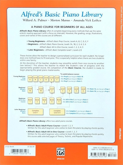 Alfred's Basic Piano Library - Theory Book - Level 2