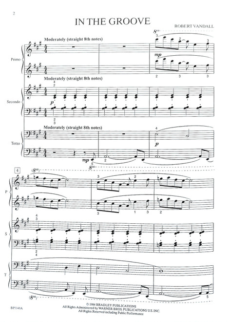 Jazz for Three by Robert Vandal - One Piano, Six Hands - Intermediate