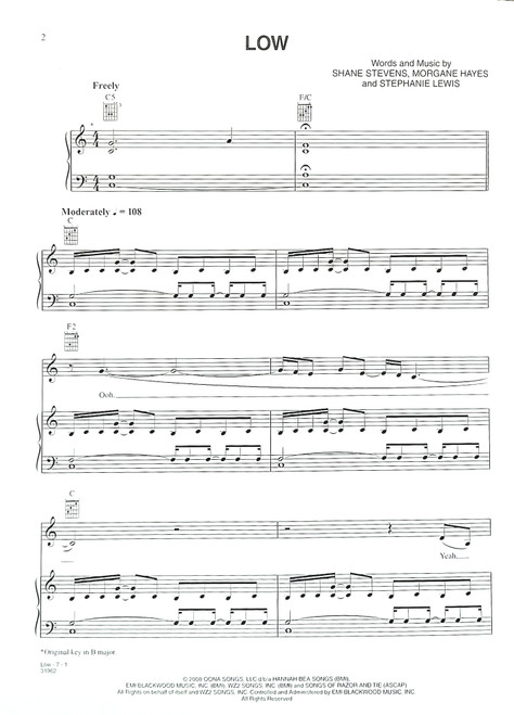 Low, by Sara Evans - Piano, Vocal, Chords Sheet Music Low, by Sara Evans - Piano, Vocal, Chords Sheet Music