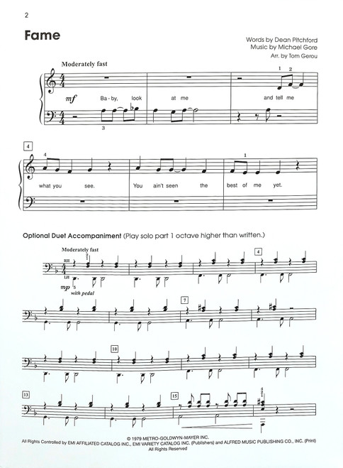 Fame Sheet Music - 5 Finger Piano/Vocal edition