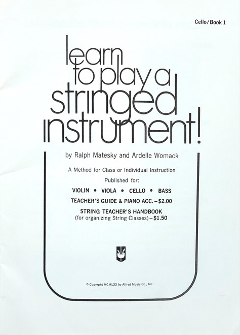 Learn to Play a Stringed Instrument - Cello Book 1