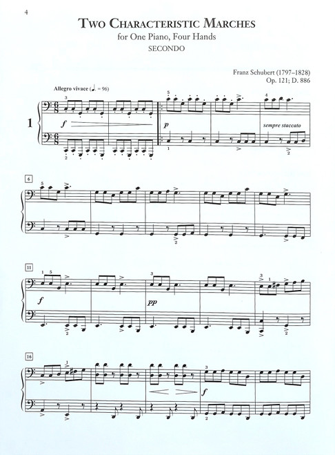 Schubert - Two Characteristic Marches - Op 121; D. 886 - 1 Piano, 4 hands - w/ CD Schubert - Two Characteristic Marches - Op 121; D. 886 - 1 Piano, 4 hands - w/ CD