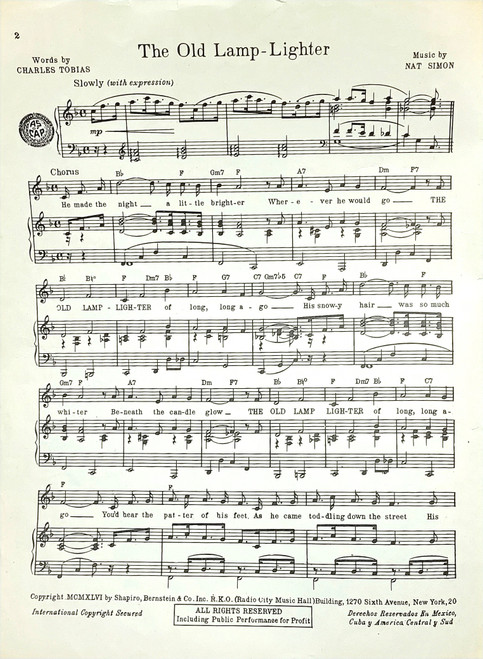 Vintage/Used Sheet Music - The Old Lamp-Lighter