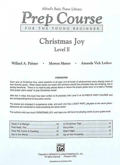 Alfred's Basic Piano Prep Course: Christmas Joy! Book E