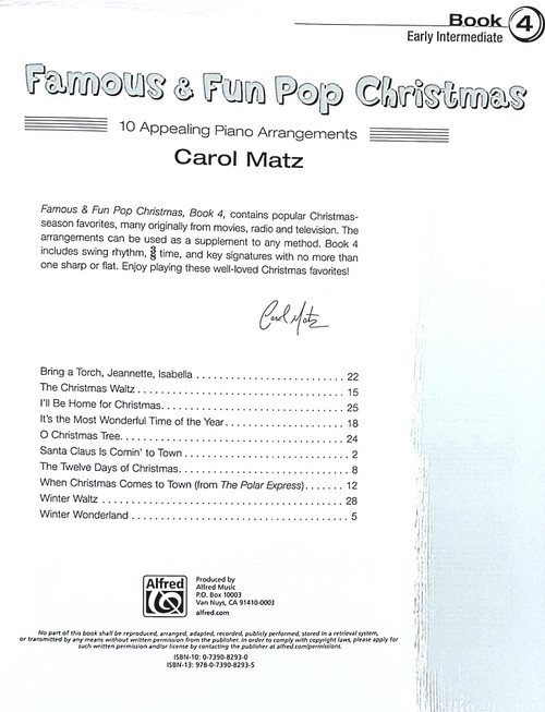 Famous & Fun Pop Christmas - Book 4 - Early Intermediate Piano