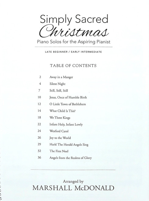Simply Sacred Christmas - Piano Solos for the Aspiring Pianist