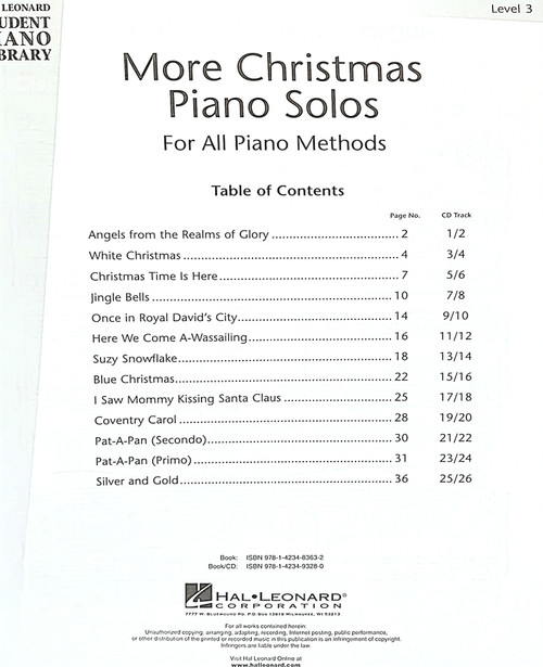 More Christmas Piano Solo - For All Piano Methods - Level 3