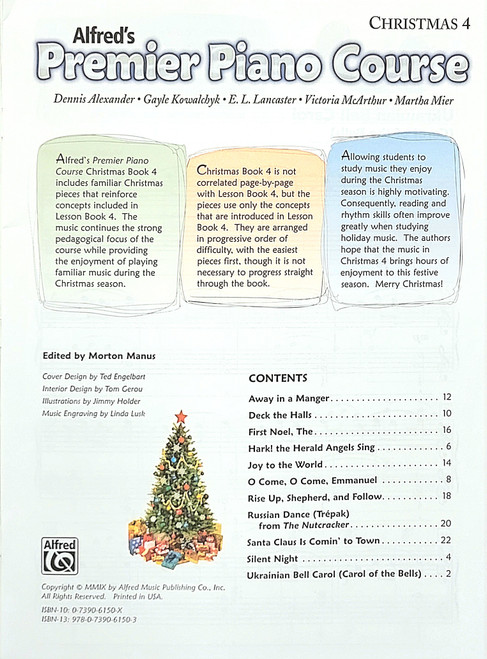 Alfred's Premier Piano Course - Christmas 4