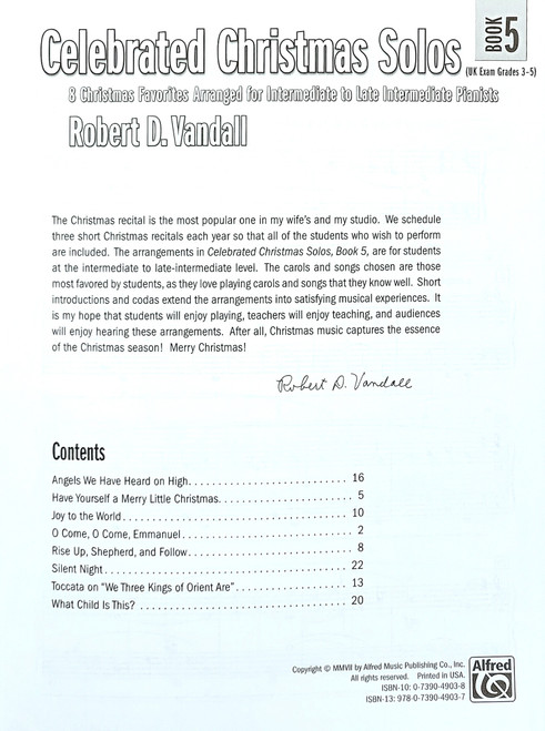 Celebrated Christmas Solos - Piano Book 5