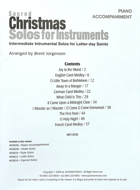 Sacred Christmas Solos for Instruments - Piano Accompaniment