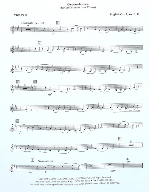 What Child is This? - String Quartet & Piano sheet music (Greensleeves)