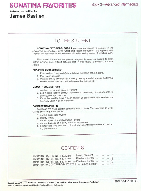 Sonatina Favorites - Book 3 - Advanced Intermediate Piano Sonatina Favorites - Book 3 - Advanced Intermediate Piano