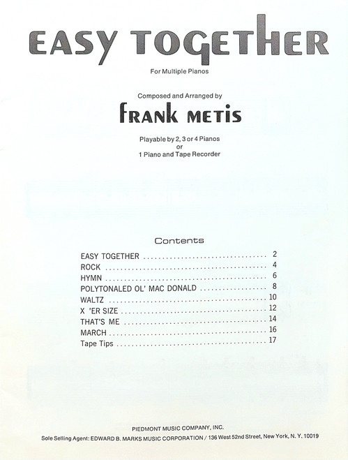 Used Piano Book - Easy Together - for Multiple Pianos Used Piano Book - Easy Together - for Multiple Pianos
