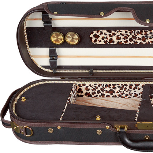 Core CC4560 Oblong Violin Case - Black with Leopard Print Interior Core CC4560 Oblong Violin Case - Black with Leopard Print Interior
