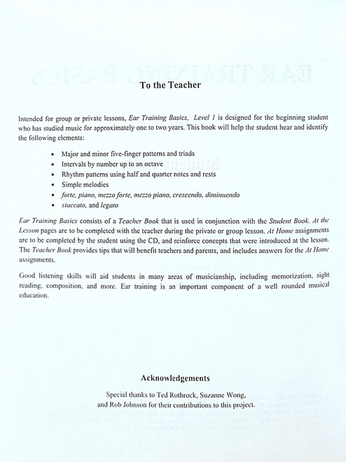 Ear Training Basics - Level 1 Student Book