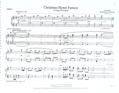 Christmas Hymn Fantasy - one piano, four hands