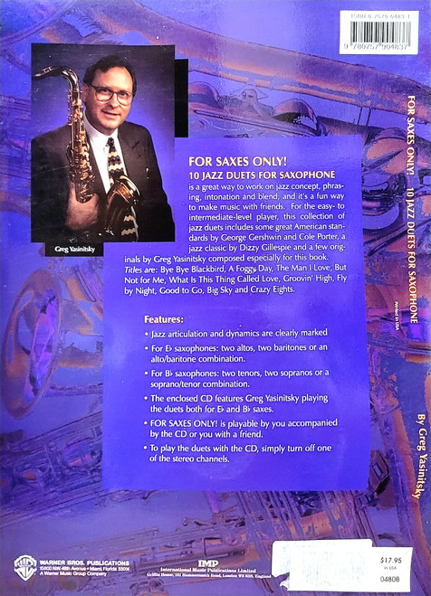 For Saxes Only! 10 Jazz Duets for Saxophone - with CD