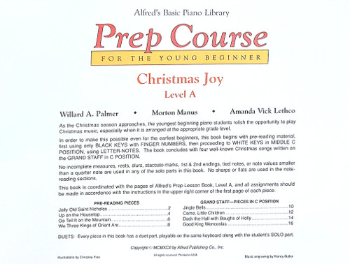 Alfred's Basic Piano Prep Course: Christmas Joy! Book A